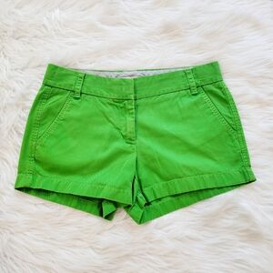 J Crew Chino Old Money Preppy Shorts Womens 4 Green Zip Up Pockets Cotton